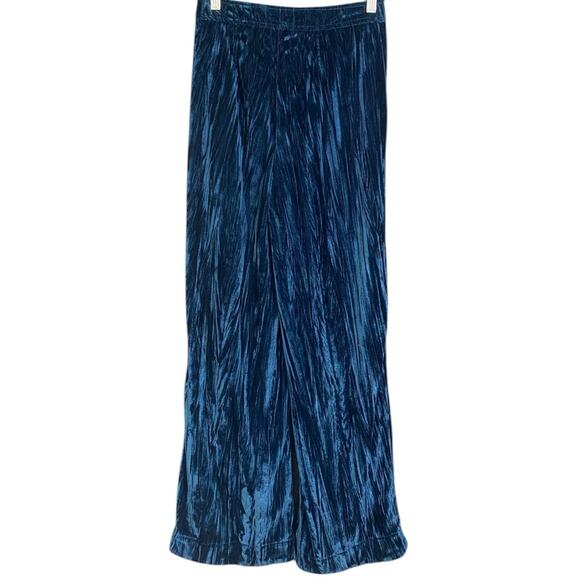 Free People Crushed Velvet Wide Leg Pants in Blue Women's 0 - Picture 3 of 7